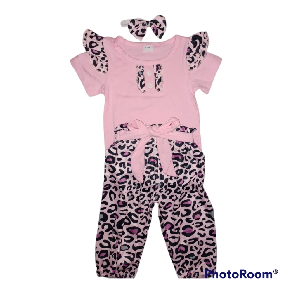 3 piece babygirl cheetah outfit